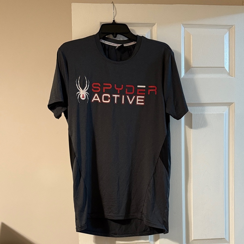 Spyder Men's Black and Red Short Sleeve Tee